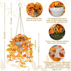 Autumn Fake Hanging Plants with Pot, 2 Pack Artificial Hanging Plants, Faux Anthurium Leaf Hanging Basket Plant for Wall Home Room Indoor Outdoor Office Decor