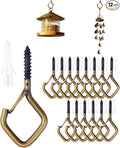 12 PCS Q-Hanger Hooks for String Lights, Ceiling Hangers for Plants & Wind Chimes, Christmas Decorations Outdoor Hooks Bronze