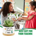 3Pcs Teacher Appreciation Gift Succulent Pots Mini Ceramic Plant Pot with Bamboo Tray Pots Planters for Best Teacher Thank You for Helping Me Grow for Graduation Birthday Plants Not Included