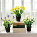3 Pack Fake Small Plant Artificial Potted Flowers for Home Decor Fake Flower Plant Greenery Mini Faux Plant for Indoor Bedroom Living Room Office Shelf Bathroom Farmhouse Decor (Type 8)