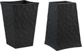 Keter Stone Tapered Planter Set of 2, Tall 26.4‑Inch Resin Outdoor Flower Pots with Stone‑Look Finish and 12.2‑Gallon Capacity, Graphite