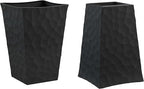 Keter Stone Tapered Planter Set of 2, Tall 26.4‑Inch Resin Outdoor Flower Pots with Stone‑Look Finish and 12.2‑Gallon Capacity, Graphite