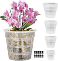 12Pcs Orchid Pot, 3 Each of 4.5, 5.5, 6.3 and 7.5 Inch Orchid Pots with Holes, Clear Plastic Flower Plant Pot Indoor Outdoor Use(3 Each of 4.5,5.5, 6.3,7.5in)