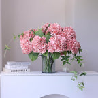 Buart 4PCS 21 inch Big Size Peach Flowers Artificial Silk Hydrangea Lifelike Dry Flowers for Outdoor Wedding, Christmas, Office, Family Party, Living Room Table Decoration