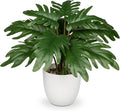 Hollyone Faux Monstera Plant Potted Artificial Monstera Deliciosa Plant Fake Tropical Plants in White Pot for Indoor Outdoor Home Desk Office Garden Farmhouse Decoration