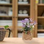 Realistic Faux Phalaenopsis Orchid Flower Plant in Potted Burlap Bag Simulation Butterfly Orchid for Home Table Decor for Office and Living Room