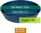 Plant Saucer 8 Inch 4 Pack 6 8 10 12 14 16 18 20 25, Plastic Plant Trays for Pots，Extra-Deep Plant Water Dray Tray, Bird Bath Bowl, Heavy Flower Plant saucers Indoors and Outdoor No Holes 8in-4 blue