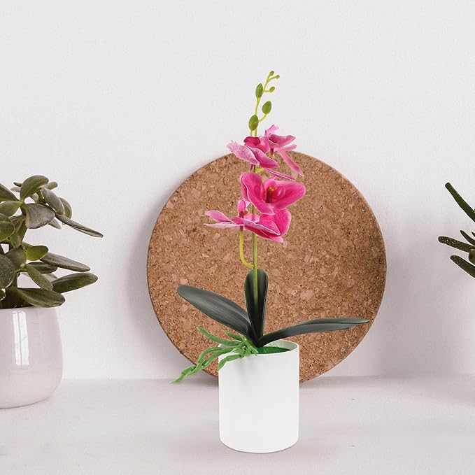 Sosoport Artificial Orchid Bonsai Purple Faux Potted Plant, Realistic Butterfly Orchid Tabletop Artificial Plant Decoration for Home Office Living Room