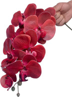 FagusHome 32 Inch Artificial Phalaenopsis Flowers 6 Pcs Artificial Orchid Flowers Stem Plants for Home Décor (Red)