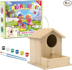 Bird House Kits for Kids Ages 4-8, Wooden DIY Birdhouse Kit, Outdoor Woodworking Crafts Freestyle Painting, Bird Houses for Outside with Paints & Brushes, Boy Girl Gift Christmas(1Pcs)