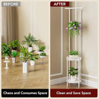 Homsorout Plant Stand Indoor Outdoor - Heavy Duty Metal 2-tier Hanging Plant Holder Space-Saving Iron Plant Stands Tall Plant Shelf for Living Room Garden Balcony (White)