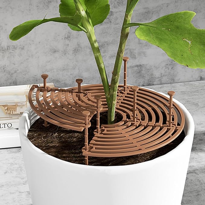 2Pcs Plant Protector, 12" Plant Pot Cover Grid with Clips Indoor Outdoor Flower Pot Cover to Deter Digging Pets & Weeds, Black & Brown