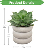 Hollyone Fake Plants Succulents Artificial Agave Succulent Plants Faux Aloe Potted Plant in White Glaze Ceramic Pot for Desk Modern Office Living Room Table Shelf Bathroom Home Indoor Outdoor Decor