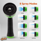 Flexi Hose with 8 Function Nozzle, 150FT - Lightweight Expandable Garden Hose, No-Kink Flexibility, 3/4 Inch Solid Brass Fittings and Double Latex Core - Green