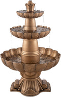MO 48.8" 3-Tier Freestanding Water Fountain Outdoor Garden, Like Stone Large Bird Bath with Pump, Outdoor Waterfall Feature for Yard Patio Home Decor