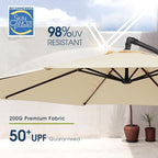 wikiwiki 10ft Patio Umbrella with Base Included, Outdoor Offset Cantilever Umbrella with Sandbag Base for Backyard, Garden and Pool, Easy to Tilt and Crank, Beige