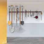 WALMANN All Metal 64 Inch Wall Mount Garden Tool Organizer for Garage, Mop and Broom Holder, Yard Tool Storage Rack for Rake, Shovel, Spade, Mop, Broom(4 Rails, 16 Hooks)