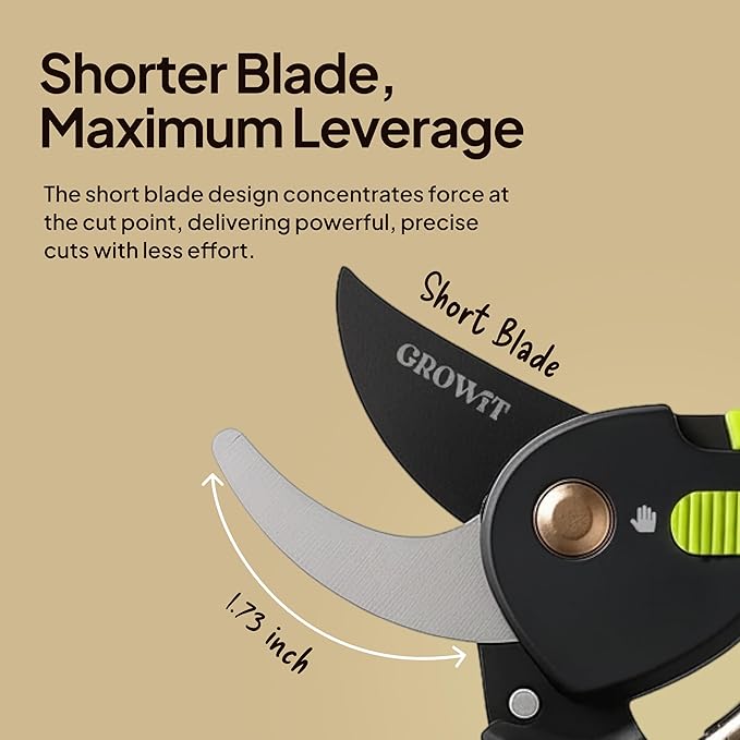 Lime Bypass Pruning Shears & Hedge Clippers - Cuts 3x Easier, Ideal for Seniors