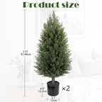 Hollyone Artificial Topiary Cedar Trees 3FT Tall Faux Cedar Cypress Plants Tree Fake Pine Shrubs Plant Potted for Outdoor Indoor Front Porch Home Living Room Decor, Set of 2