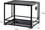 REPTI ZOO Large 34 Gallon Reptile Glass Tank,Front Opening Double Hinge Door 24" x 18" x 18", Screen Ventilation Terrarium (Backgrounds not Include)