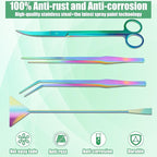 Aquarium Aquascape Tools Kit, 4 in 1 Anti-Rust Aquatic Plant Aquascaping Tool Stainless Steel Black Tweezers Scissors Spatula for Aquarium Tank Clean Fish Tank Aquascape Accessories Set