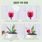 Rose Self Watering Globes for Indoor Plants - 4Pcs Iridescent Glass Plant Watering Devices with 100ML Water Bulbs, Rainbow Plant Watering Insert for Outdoor Flowers