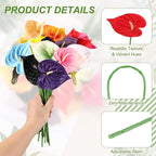 uxcell 4Pcs 11inch Artificial Anthurium Lily Flowers, Permanent Flower Bouquet for Home Arrangements Wedding Festival Decoration Crafts Store Decor Accessories, Bright Red