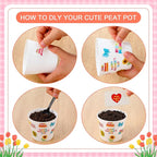 Domensi 30 Pack Garden Pot Craft Kit 4 Inch DIY Happy Mother's Day Crafts for Kids Bulk Small Plastic Flower Plant Pot Plastic Planter with Tray Drainage Holes with Tag, Certificate of Award, Sticker