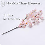 8 Pack Artificial Cherry Blossom Branches - 20 Inch Real Touch Silk Flowers with Bendable Stems for Vase, Wedding, Home Office Decor, Spring Floral, Party & Event Decor (Blush Pink Gradient)