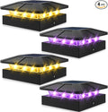 Peasur 4x4 Solar Post Lights Outdoor, 4 Packs Purple & Warm White LED Fence Caps Light Waterproof, Wood & Vinyl Post Top Lighting for Deck Mailbox Railing Porch Outside