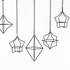 Geometric Air Plant Hanger 6 Pack Black Metal, 3 Shapes & 2 Sizes with Detachable Chains, Modern Himmeli Wall Hanging Planter for Tillandsia Indoor Home Decor