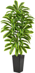 Artificial Yellow Dracaena Tree - 6FT Tall Fake Plants with Black Planter - Artificial Plants Indoor Floor Plant in Pot - Large Tropical Fake Yucca Potted Tree for Home Office Living Room Decor