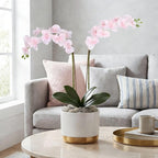 Orchids Artificial Flowers 6PCS Faux Orchid Stems Fake Phalaenopsis Orchid with Stems for Floral Arrangements Home Wedding Dining Table Party Garden Decoration(Light Pink)