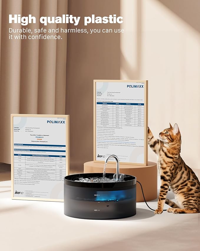 Cat Water Fountain: 108oz/3.2L Cat Fountain Super Silent Pet Water Fountain | Water Fountains for Cats Indoor - Faucet Cat Fountain- Suitable for Cats and Dogs - With 6 Filters & 3 Sponges