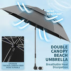 2 Pack 48.6" Double Canopy Umbrella with Clamp, UPF50+ Beach Chair Umbrella with clip, 360°Adjustable Portable Outdoor Wheelchair, Patio, Golf Carts,Camping(Not Include Chair)