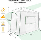 EAGLE PEAK 10x5 Portable Walk in Greenhouse, Pop Up Indoor Outdoor Greenhouse, Green House Kit with Zippered Roll-Up Doors and Windows, Lean-to Design, PE Cover, Clear/White