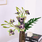2-Pack 21in Spring Artificial Orchid, Oil Painting Style Romantic Fake Flowers, Wedding Home Decor, Living Room Table Centerpiece, Festival Artistic Display(White and Yellow Heart)
