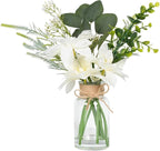 Velener Artificial Flowers with Stems Fake Flowers in Vase with Faux Water, Fake Plants for Home Decor, Office Kitchen Bathroom Farmhouse Living Room Coffee Table Faux Centerpieces for Tables