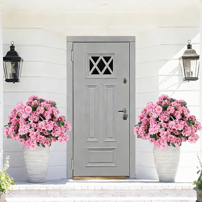 26Pcs Geranium Artificial Flowers for Outdoors Decoration Geranium Silk Flowers Outsides UV Resistant Garden Plant Faux Flower for Front Door Garden Porch Planter Patio Balcony Yard Indoor Home (Pink)
