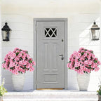 26Pcs Geranium Artificial Flowers for Outdoors Decoration Geranium Silk Flowers Outsides UV Resistant Garden Plant Faux Flower for Front Door Garden Porch Planter Patio Balcony Yard Indoor Home (Pink)