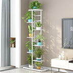 LINZINAR Plant Stand Metal Indoor Outdoor 8 Tier 9 Potted Multiple Flower Pot Holder Shelf Indoor Outdoor Planter Display Shelving Unit for Patio Garden Corner Balcony Living Room