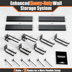 Garage Tool Organizer Wall Mount 66 inches with 13 Adjustable Heavy-Duty Hooks, Garage Organization, Garden Tool Storage Rack for Garage, Yard, and Shed, Holds Up to 520 lbs