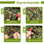 100 pcs Drip Emitters for 1/4" Drip Irrigation Tubing, Adjustable 360 Degree Water Flow Drippers for Drip Irrigation on 5" Arrow Stake for Garden Watering System Flower Plant