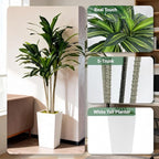 Artificial Dracaena Tree 5FT with White Tall Planter - Faux Tree Tall Fake Floor Plant in Pot-Artificial Plants Indoor for Home Office Living Room Décor (Dracaena 5ft)