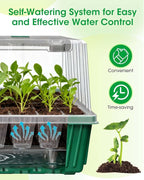 2PCS 120 Cell Self-Watering Seed Starter Tray Kit with Grow Light Humidity Dome,120-Cell Large Plant Seedling Tray, 3 Color Growing Light, Seed Starting Trays for Plant Germination（2PCS, 120 Cell）