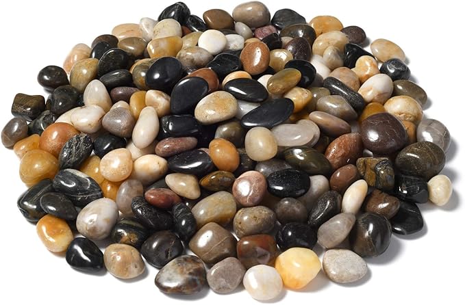 10lb Natural Decorative Polished Mixed Pebbles - Pebbles Polished Gravel,0.5-1.2 inch Small Decorative River Rock Stones for Fresh Water Fish Animal Plant Aquariums, Landscaping, Home Decor etc.