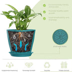 4/4.5/5/5.5/6/6.5/7 Inch Plant Pots,7 Pack Flower Pots with Drainage Holes and Trays,Plastic Planters for Indoor Outdoor Plants Growth,Green
