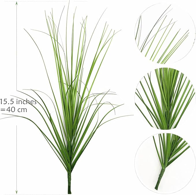 Artificial Plants, Fake Grass Shrubs Faux Wheat Grass Greenery Wheatgrass Stems Ornamental Weed Plant Decor for Indoor Outdoor Farmhouse Wedding Party Home Vase Flowers Bundles DIY Decoration - 8 Pack