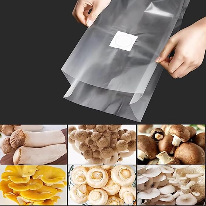 Mushroom Grow Bags, 20 Pack 6 Mil Polypropylene Mushroom Spawn Bag 8"x5"x20" 0.2 Micron Filter Patch, with Injection Port, Autoclavable Bags