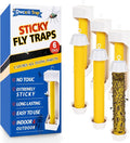Sticky Fly Traps Indoors & Outdoor 6pk, Fly Stick Catcher Strips for Gnats, House Flying Insect, Super Sticky Hanging Fly Trap Paper Tape Indoor Outdoor